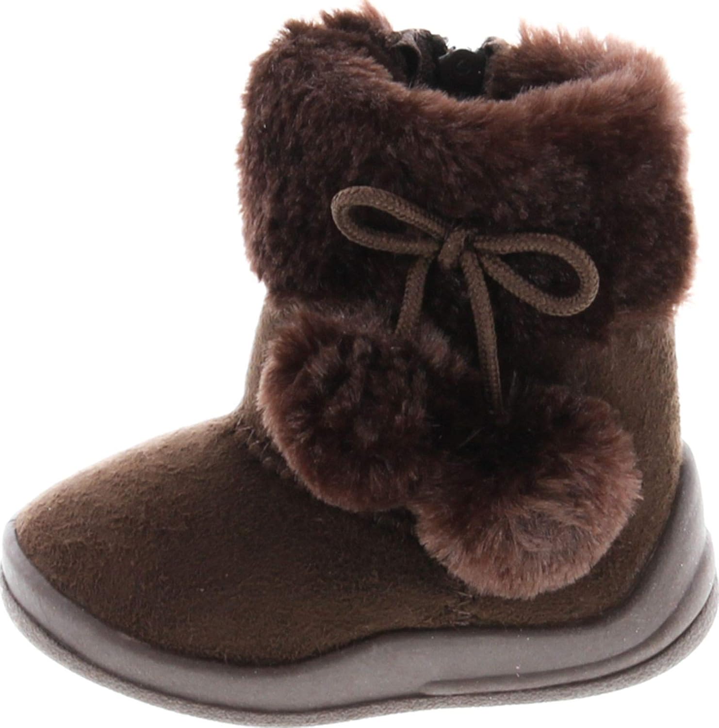 Детские ботинки с помпоном на плоской подошве Kali Footwear, Brown — фото 2