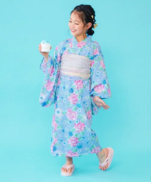 Платье-кимоно Yukata dress детское с поясом, черное, бренд devirock — фото 4
