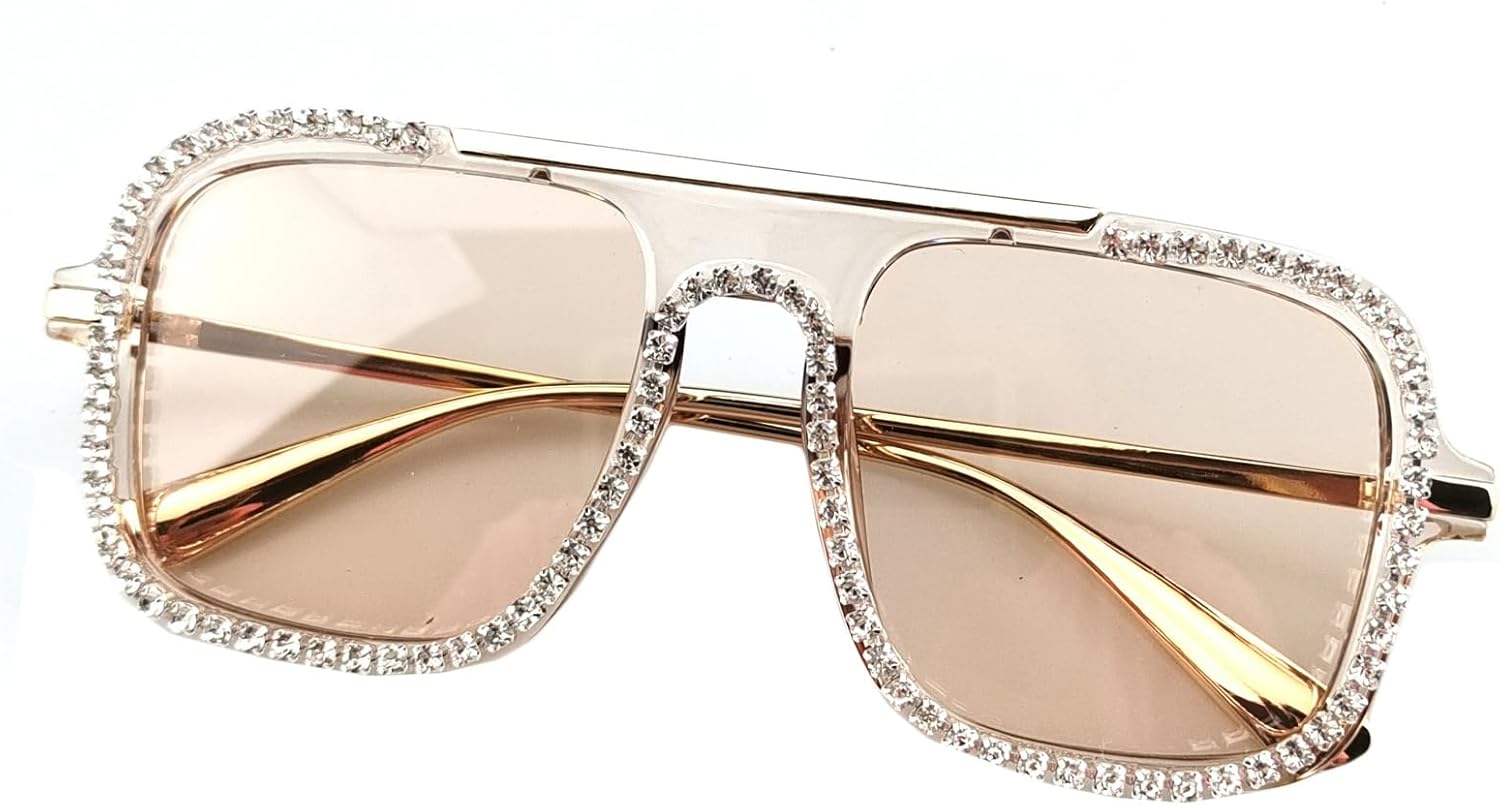 

Стильные квадратные солнцезащитные очки Willochra со стразами для женщин, цвет шампанского, блестящие, с кристаллами и бриллиантами. Ювелирные изделия, подарки, защита от ультрафиолета UV400, C4