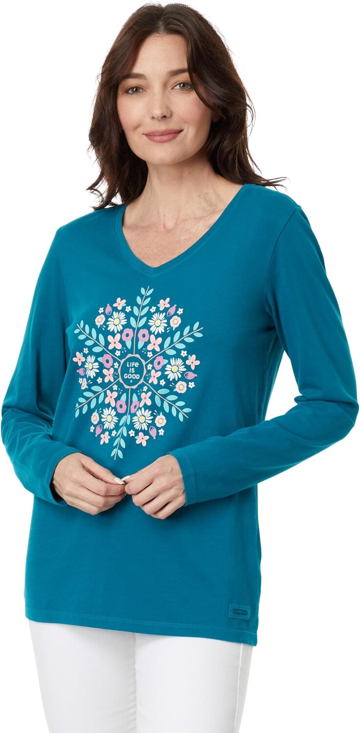 

Футболка Life is Good Spring Circle Long Sleeve CrusherVee, цвет Mallard Green