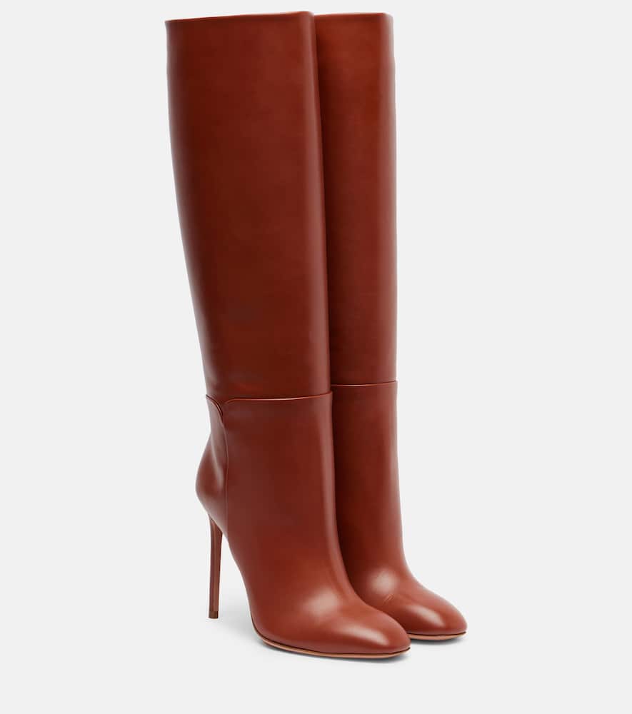 Ботинки Sellier 105 до колена из кожи Aquazzura, Rich Cognac