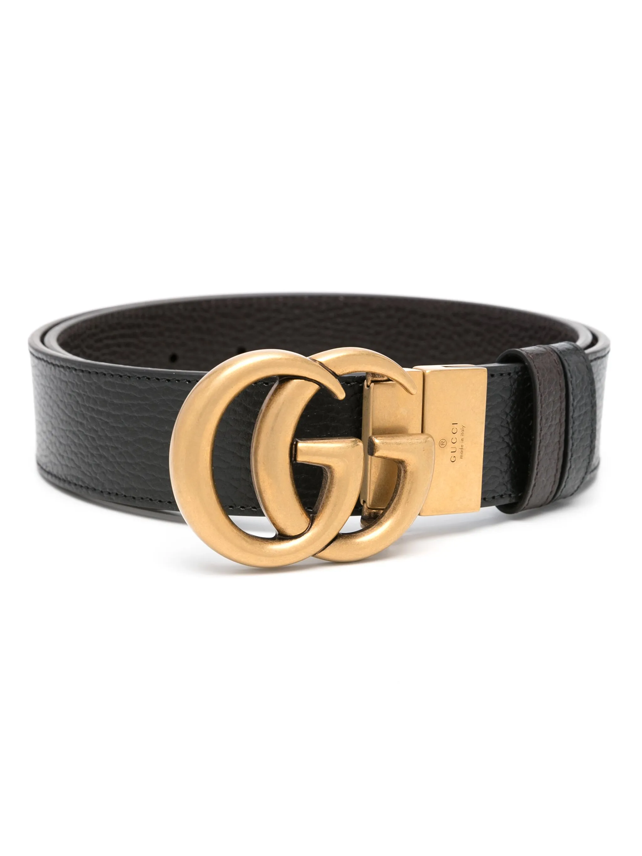Двусторонний ремень с логотипом Double G Gucci, черный — фото 2
