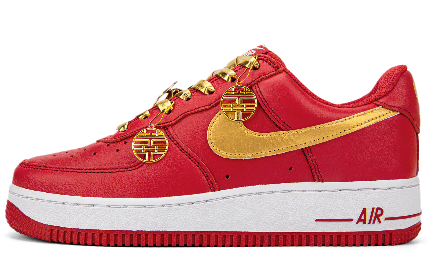 

Кроссовки Nike Air Force 1 Skateboard Shoes Unisex Low-Top Red/Gold