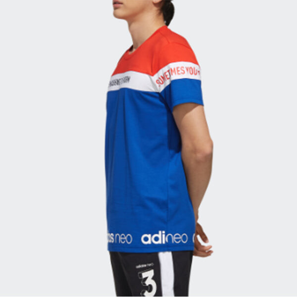 Футболка neo sports round neck short sleeve red blue splicing Adidas, красный — фото 3