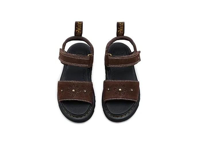 Сандалии с цветочным декором Marlowe Flower J Dr. Martens Kid's Collection, Dark Brown — фото 3