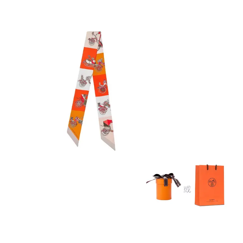 

HERMES Шелковый шарф унисекс оранжевый, Orange