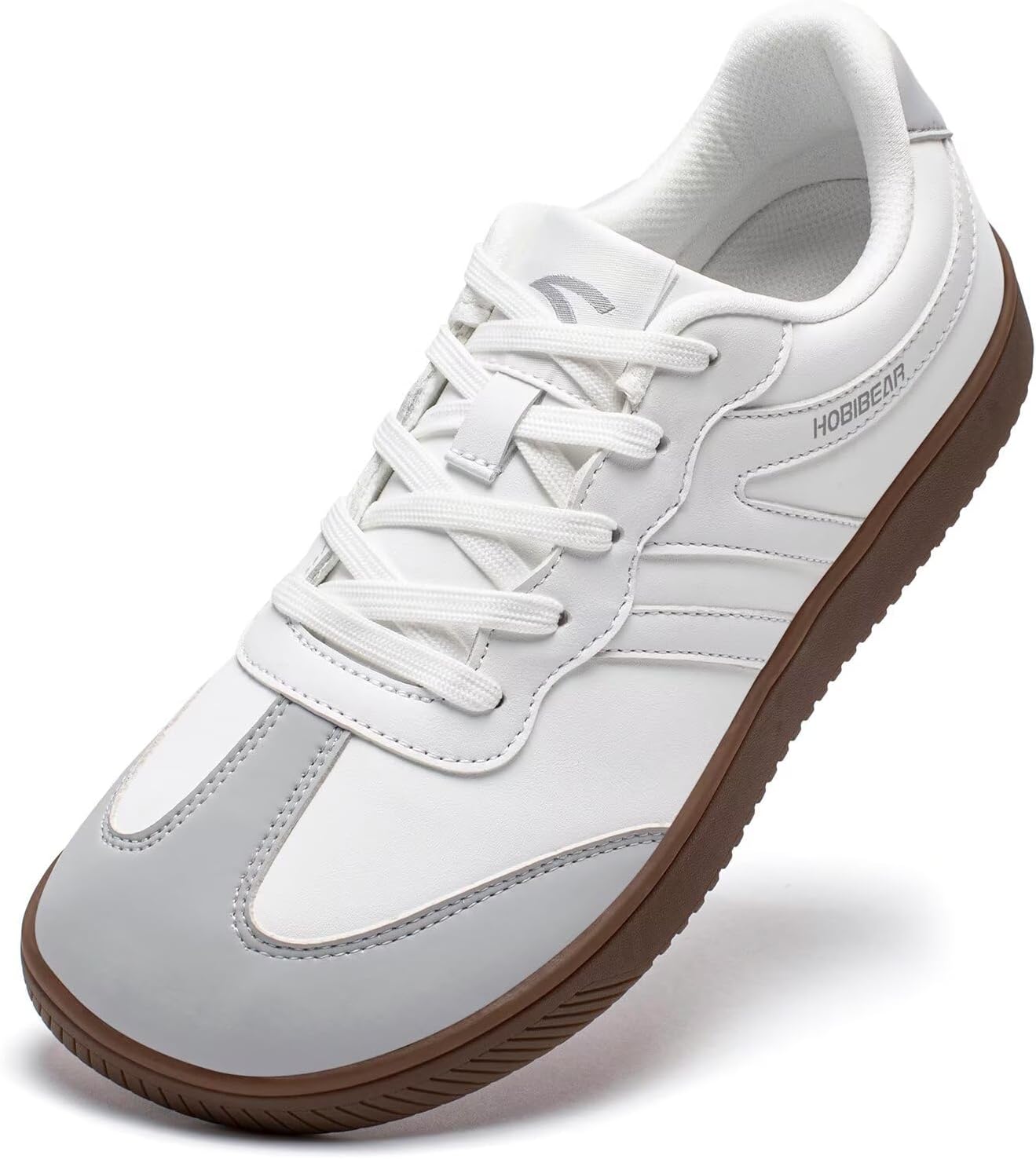 

HOBIBEAR Босоножки Широкие Повседневные На Шнуровке Ретро Кожаные Модные Кроссовки для Женщин и Мужчин, белый/серый
