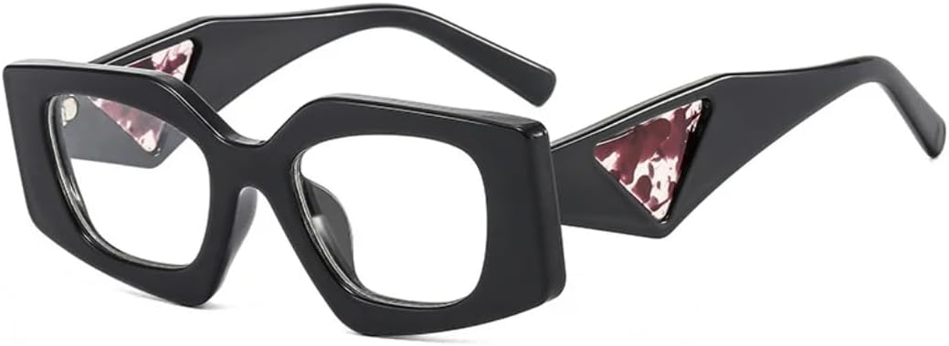 

Популярные модные солнцезащитные очки «кошачий глаз» в форме многоугольника для женщин, ретро-стиль, гелевые цветные линзы, защита от УФ-излучения UV400, прозрачная оправа для мужчин UATXTAU, Black Clear