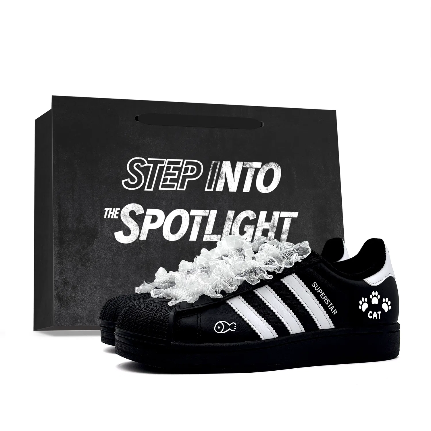 Детские кроссовки для скейтбординга Adidas Originals Superstar 2 Fish Lace Leather Black — фото 3