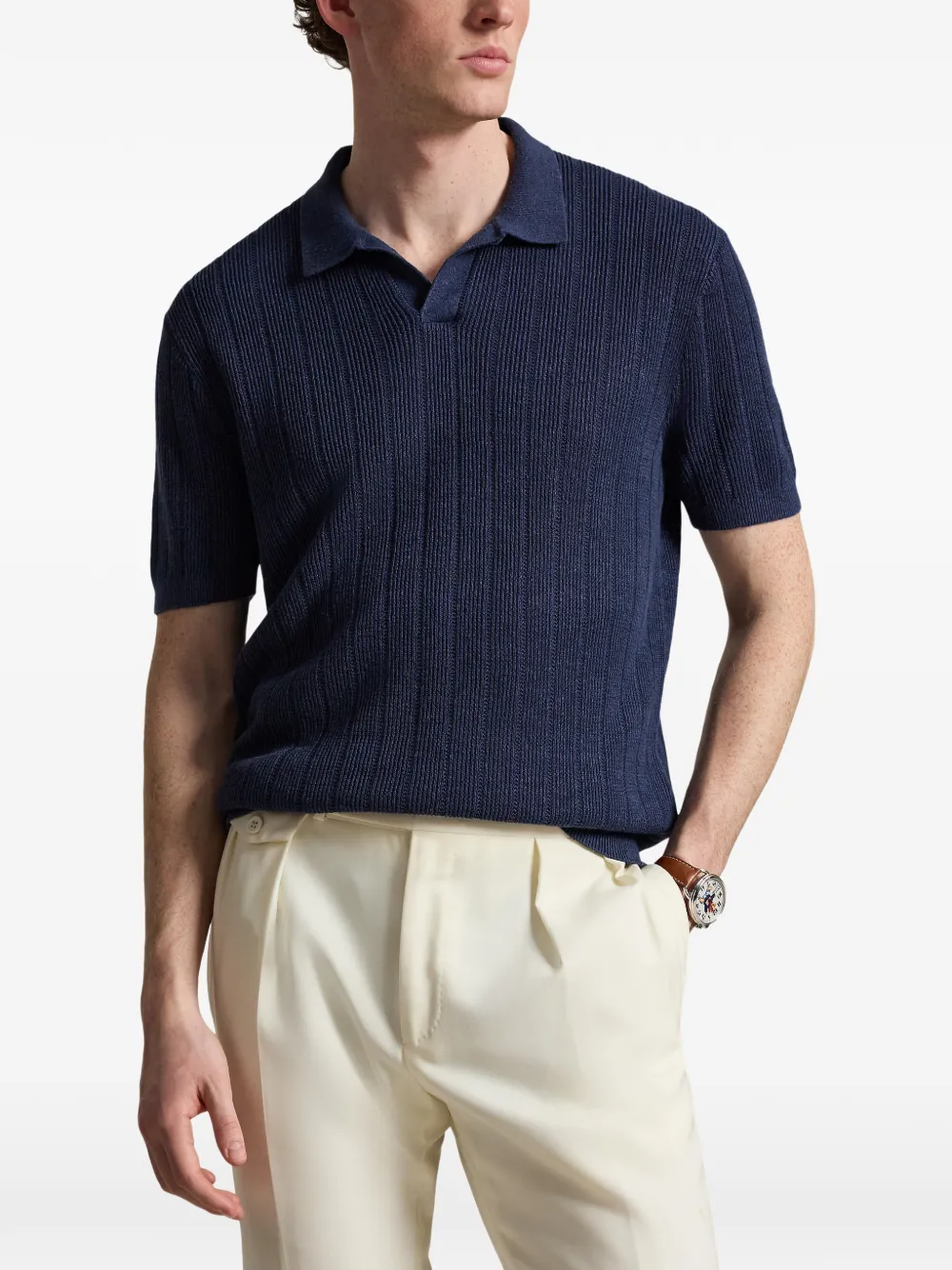 Рифленая футболка Polo Ralph Lauren, синий — фото 3