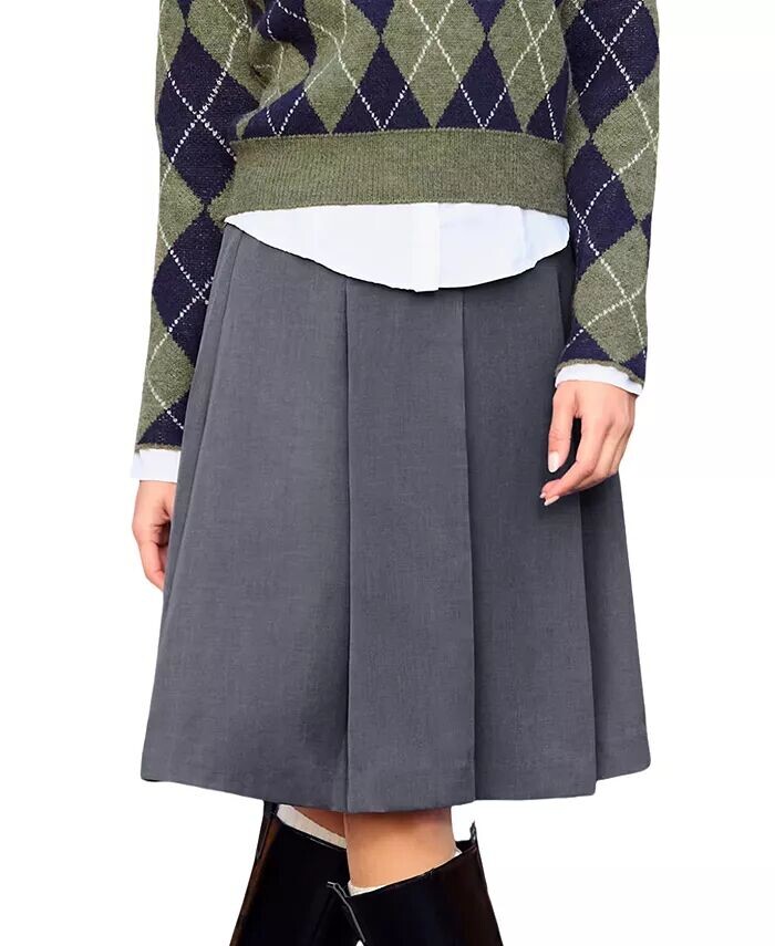 

Женская серая плиссированная юбка миди CUPSHE, серый