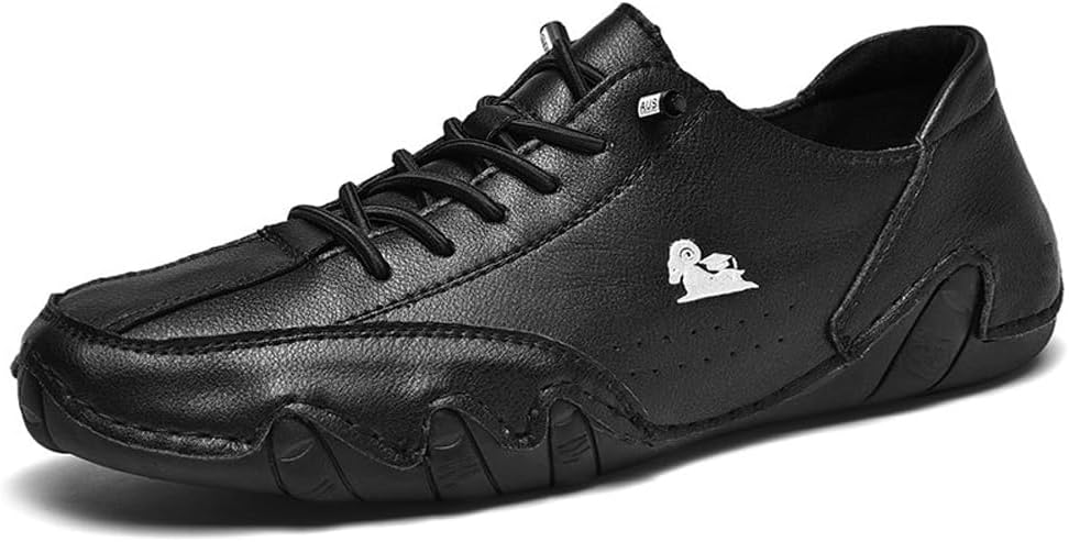 

Мужские мокасины без шнурков, дышащие кожаные туфли, модные, с шнуровкой, повседневные, легкие кроссовки с резиновой подошвой Asifn, черный