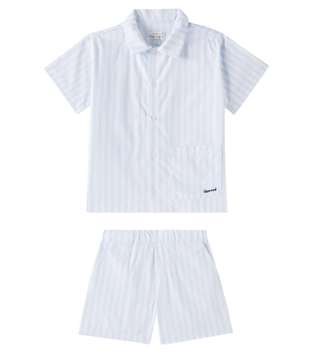 

Комплект из рубашки и шорт Leona из хлопкового поплина Liewood, Stripe Pure Sky