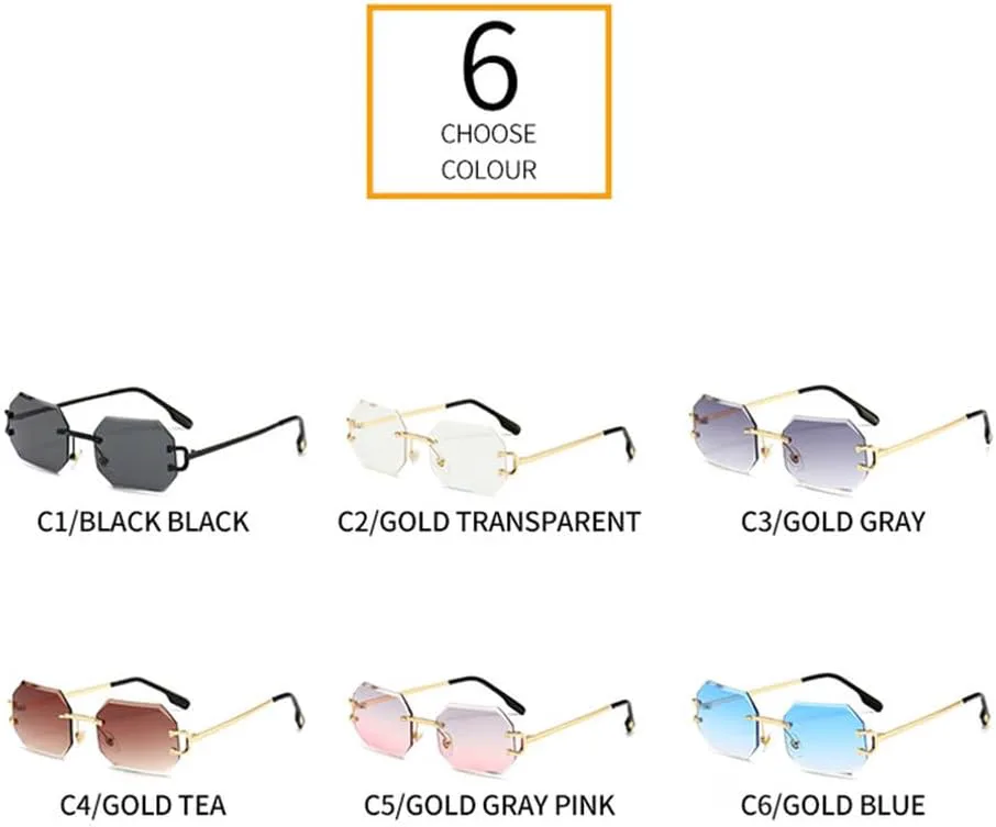 

Винтажные модные солнцезащитные очки без оправы для женщин и мужчин. Роскошные маленькие солнцезащитные очки для женщин с защитой от УФ-излучения UV400 HVTVTLA, Black