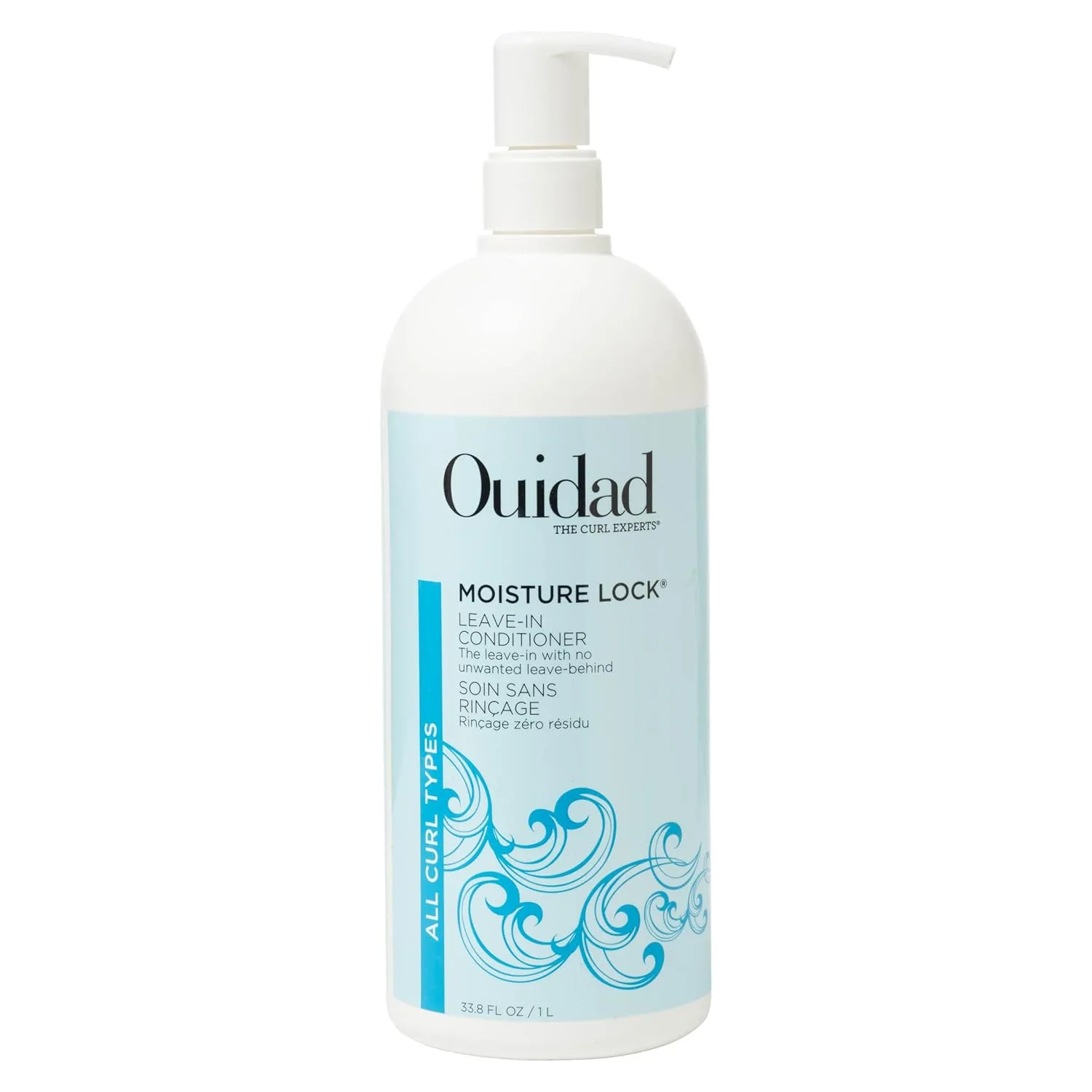 Ouidad Moisture Lock Leave-In Conditioner - 2-в-1 увлажняющий кондиционер и праймер для питания и определения локонов, защищает от пушистости, придает блеск и облегчает расчесывание, без сульфатов, для всех типов кудрей 1000 мл (1 шт.), green