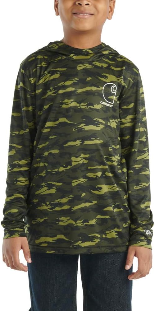 

Футболка с капюшоном и длинными рукавами Carhartt Boys Force Sun Defender, Green Camo, Зеленый, Футболка с капюшоном и длинными рукавами Carhartt Boys Force Sun Defender, Green Camo