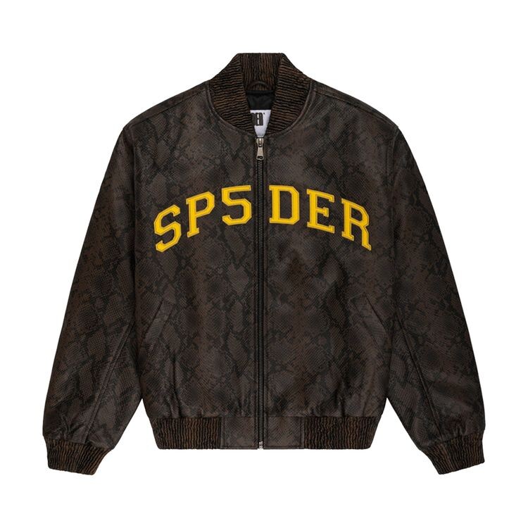 

Куртка Sp5der Snake Leather Varsity Bomber Jacket Brown, коричневый
