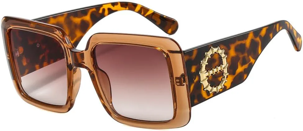 

Солнцезащитные очки с широкими дужками для женщин и мужчин, очки для вождения, большие солнцезащитные очки, винтажные мужские и женские очки HDUBFY, Leopard Brown