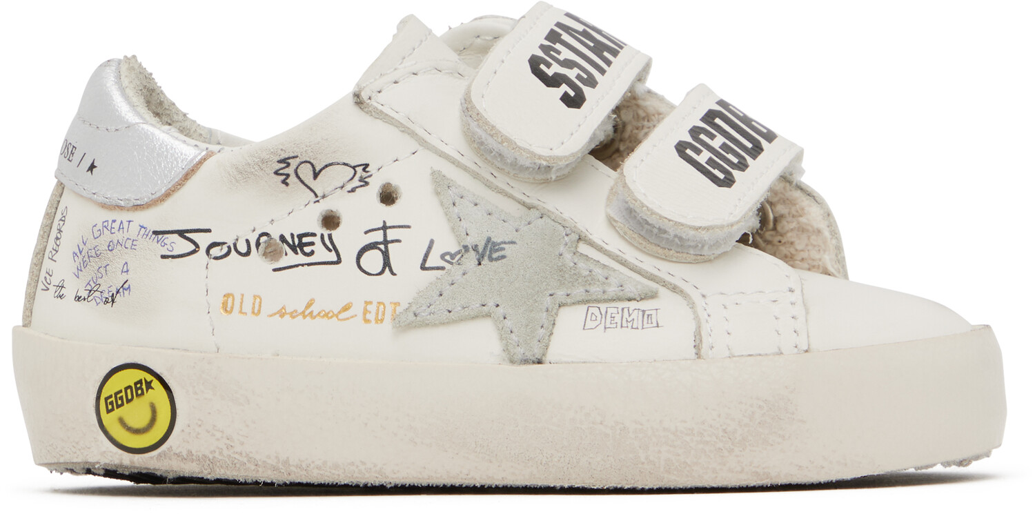 

Детские белые кеды Old School Golden Goose, White/Ice/Silver