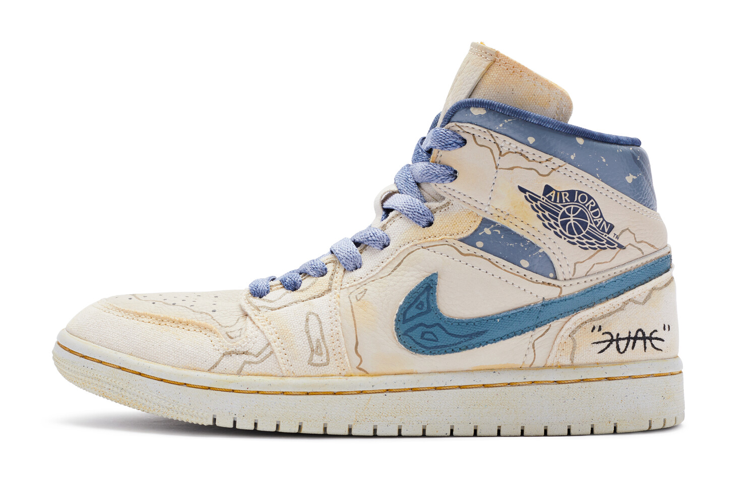 

Кроссовки Air JORDAN 1 Vintage Basketball Shoes Women's High-Top Blue White