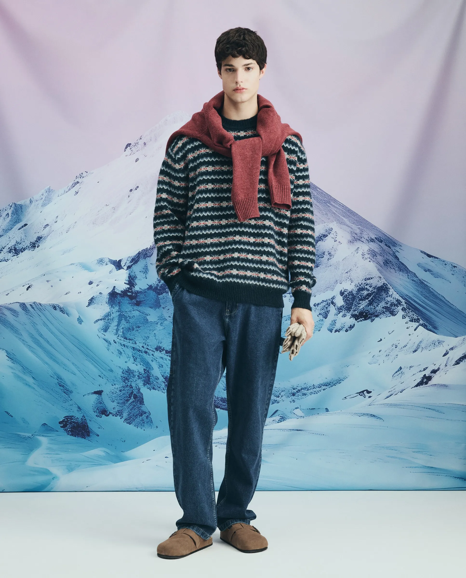 

Мужской джемпер с круглым вырезом, жаккардовый с рождественским узором Green Coast, синий