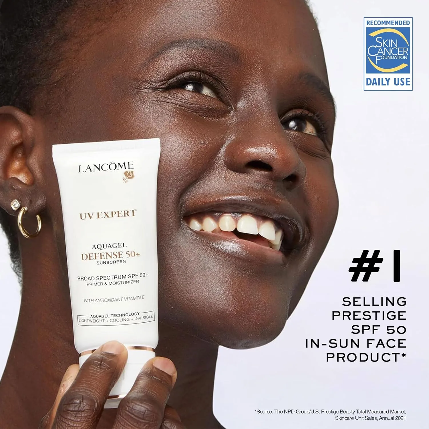 Lancôme UV Expert Defense SPF 50+ Праймер и увлажняющий крем | Солнцезащитное средство 3-в-1 с широким спектром защиты | Легкая, увлажняющая, нежирная текстура аквагеля 29,6 мл (1 шт.), clear — фото 2