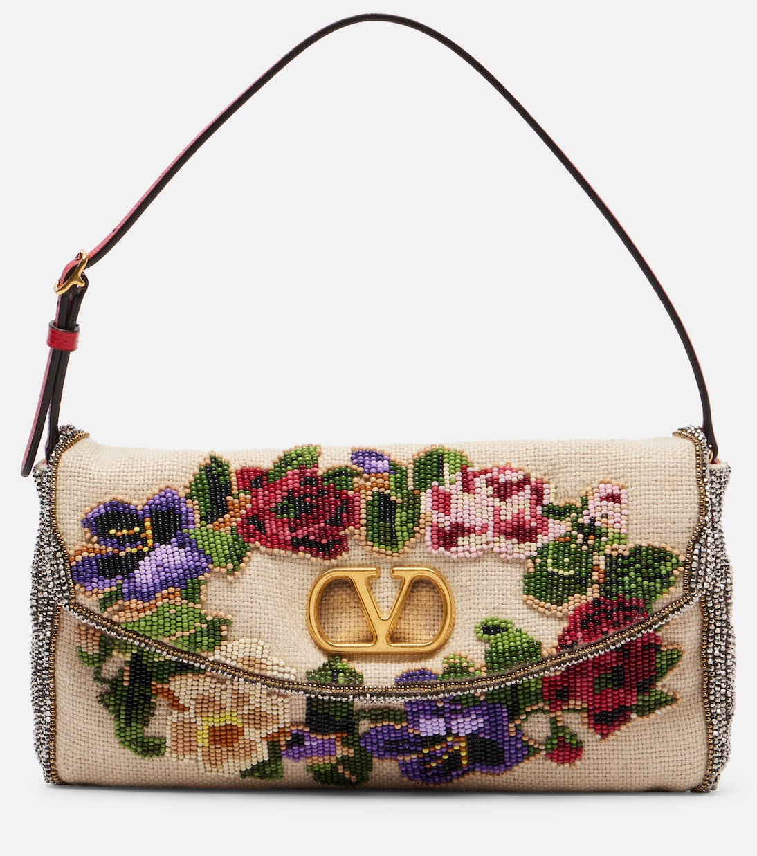 

Vain Soft Маленькая бисерная сумка через плечо Valentino Garavani, Multicolor-Naturale/Rouge Pur