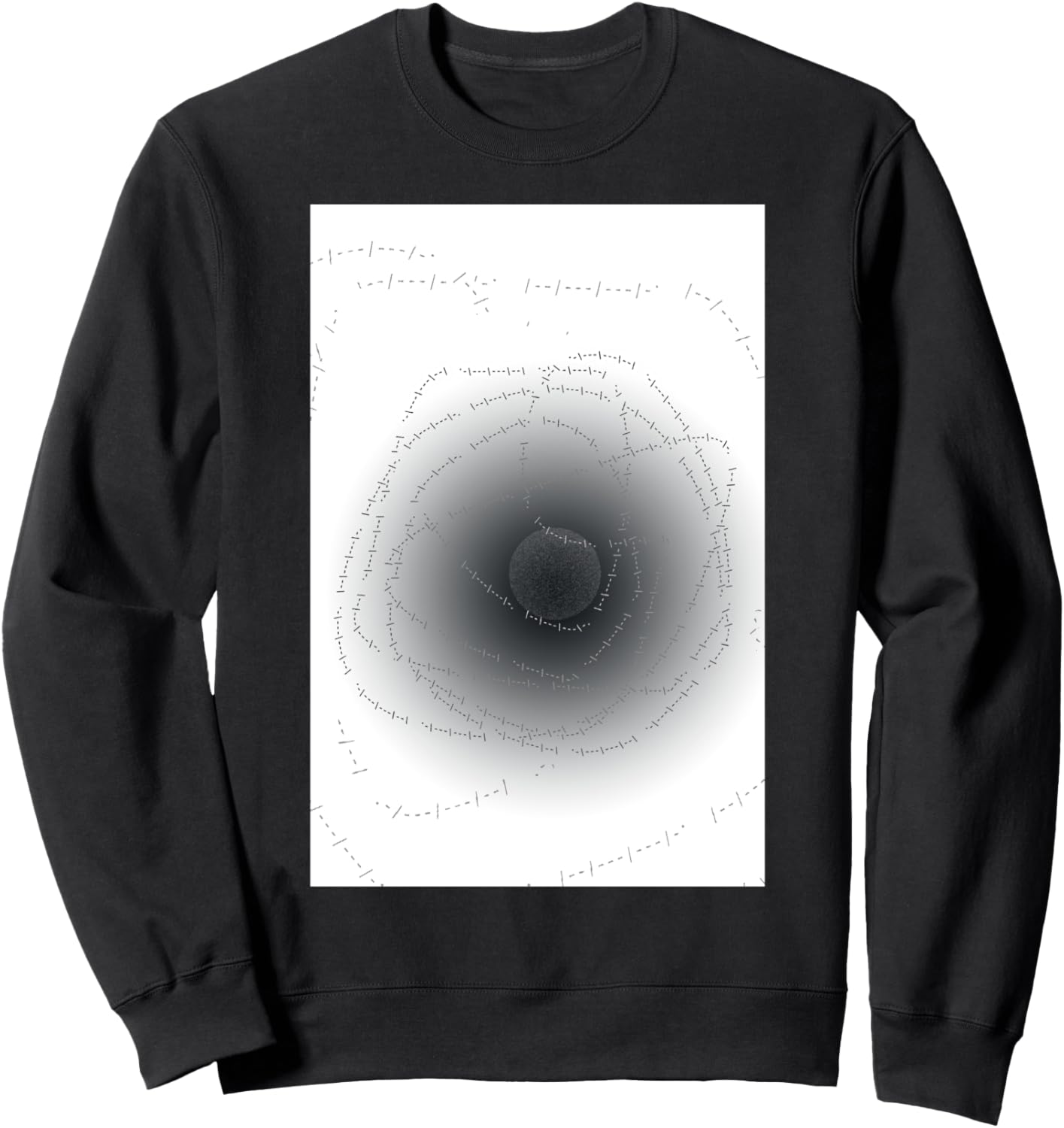 

Толстовка с надписью «Лунные беседы: абстрактный азбука Морзе при лунном свете», черная Mysterious Morse Moon