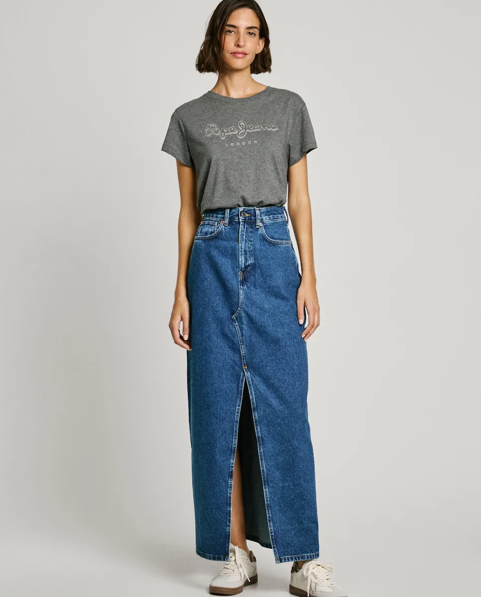 

Длинная джинсовая юбка классического кроя Pepe Jeans, синий
