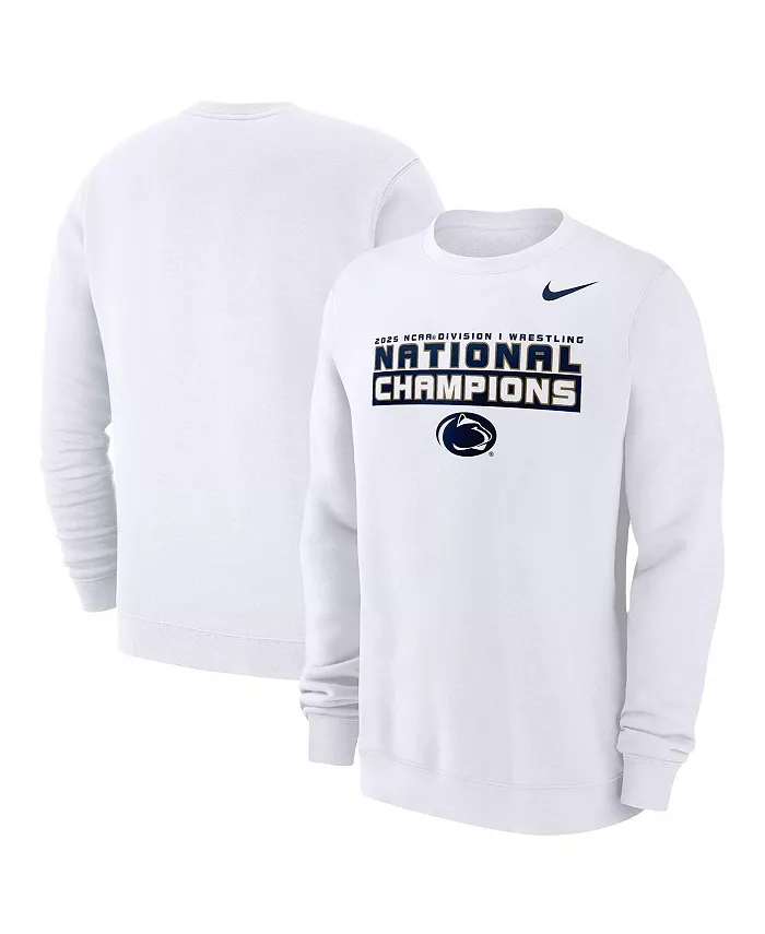 

Мужская белая толстовка с капюшоном Penn State Nittany Lions 2025 NCAA Wrestling National Champions Club Fleece Nike