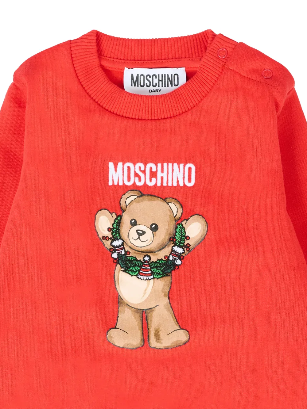 Свитшот с принтом медвежонка Moschino Kids, красный — фото 3