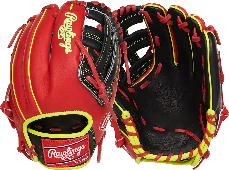 

Перчатки Rawlings Oneil Cruz Heart of the Hide серии R2G 11,75 дюйма, 2024 г, красный/черный/желтый