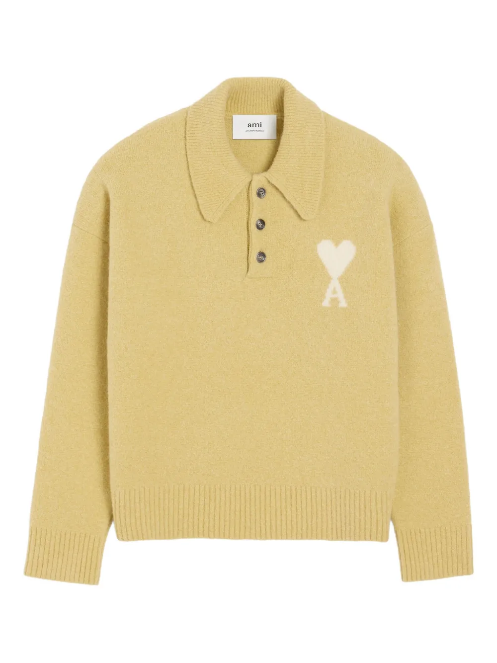 

Рубашка поло с длинными рукавами и монограммой Ami De Coeur AMI Paris, желтый