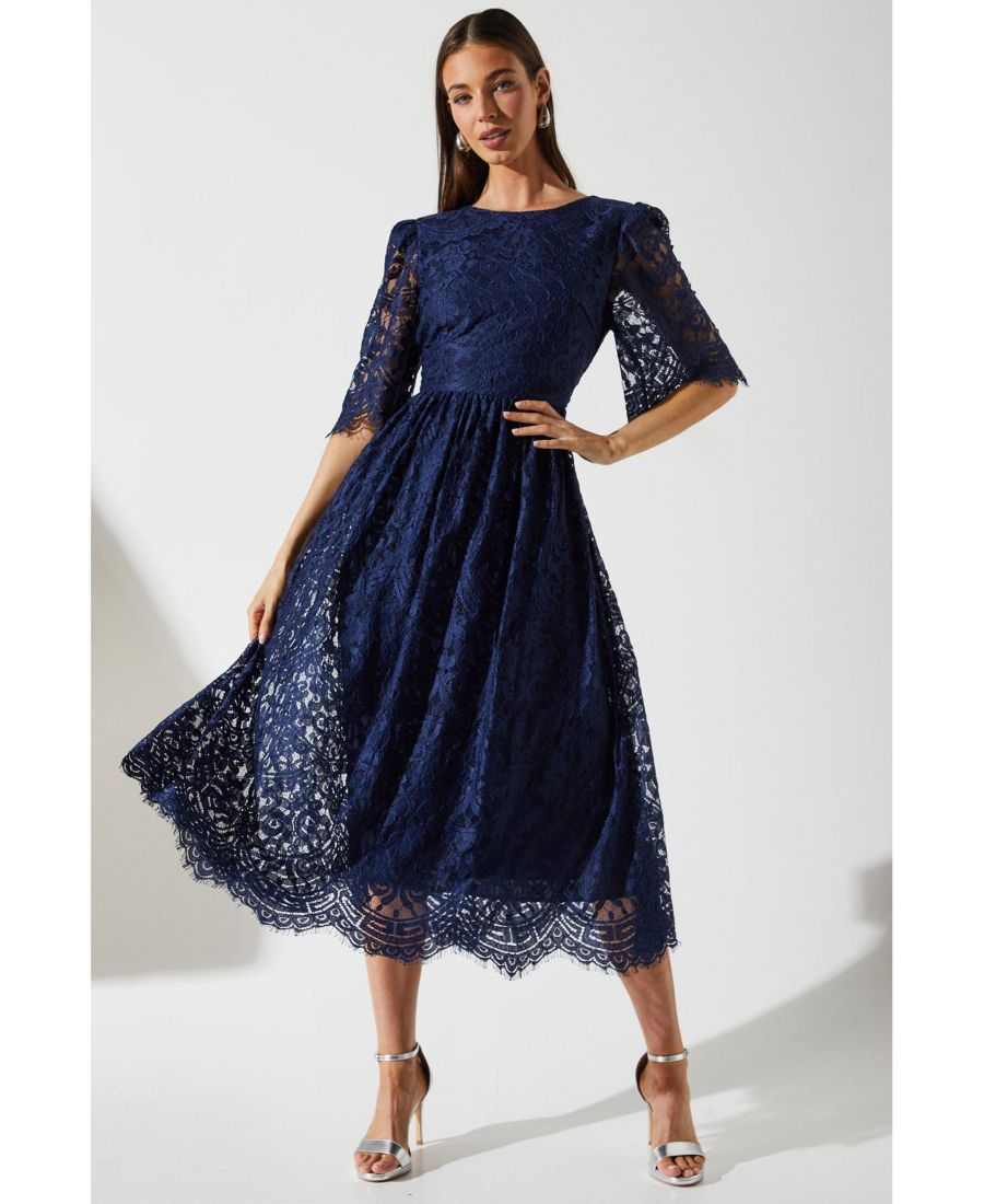

Женское кружевное миди-платье с короткими рукавами Coast, Navy
