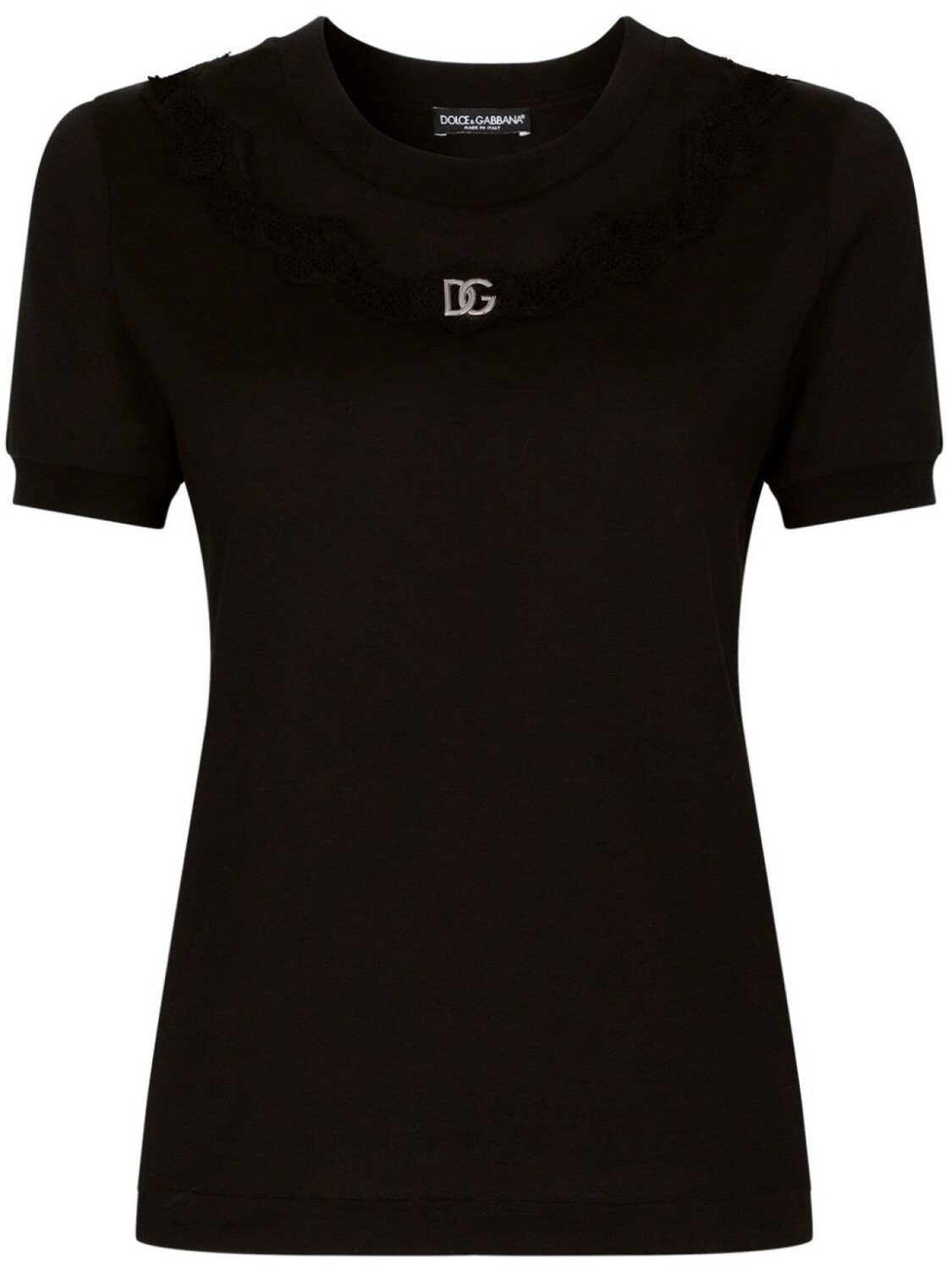 

Dolce & Gabbana футболка с кружевом и логотипом DG, черный