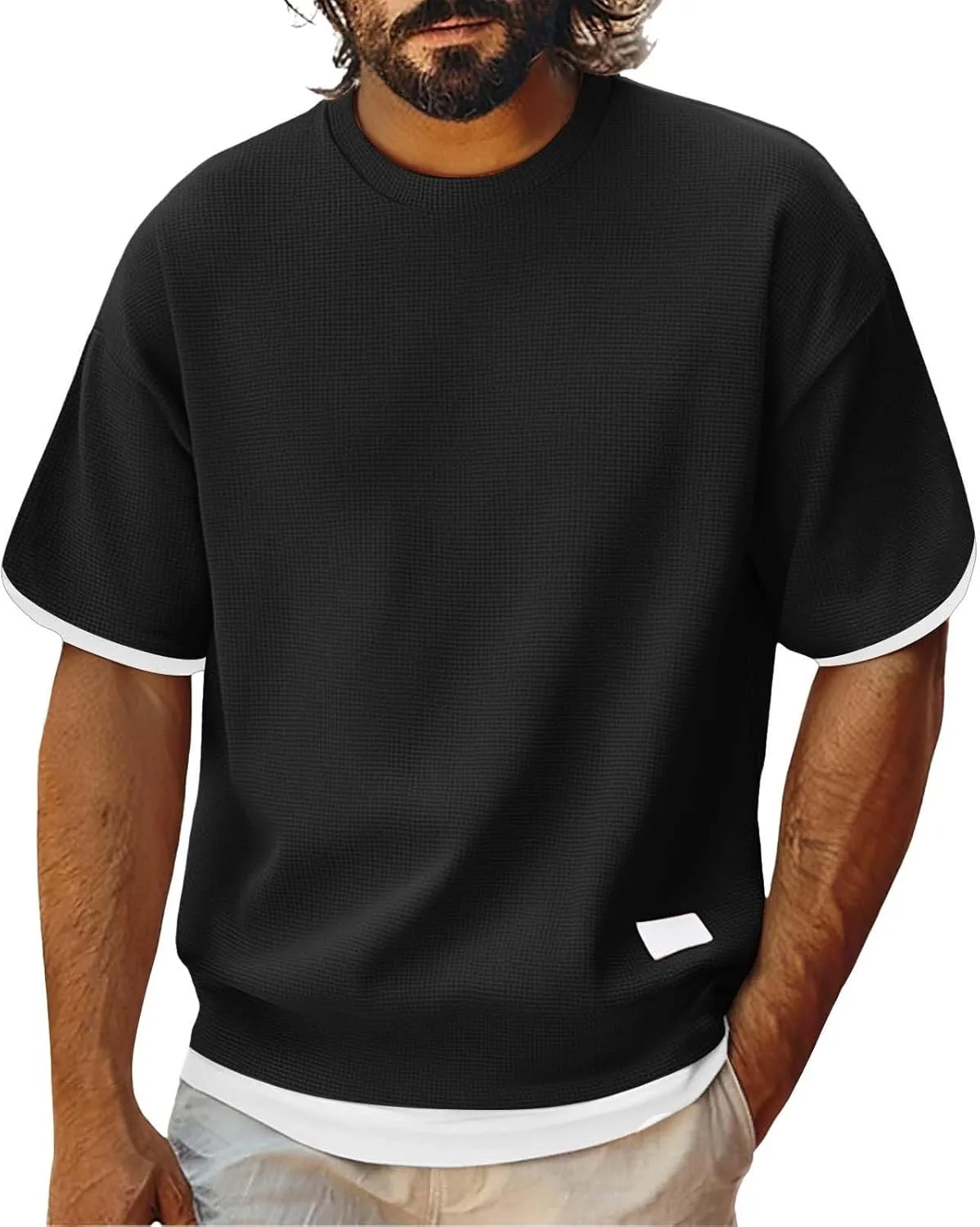 

Футболка Casual для мужчин Texture Crewneck с коротким рукавом