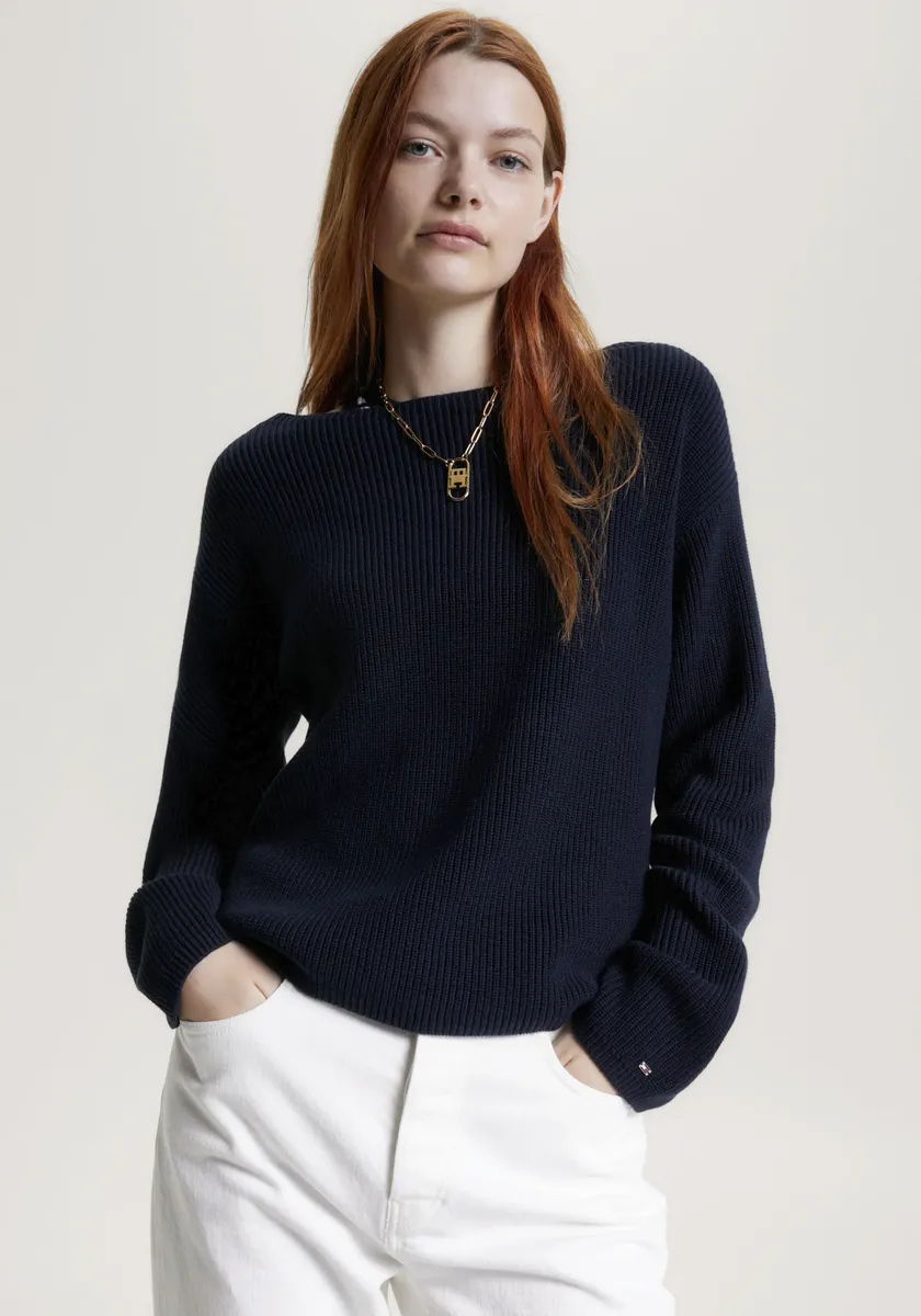 

Вязаный свитер Tommy Hilfiger в рубчик, цвет Desert Sky