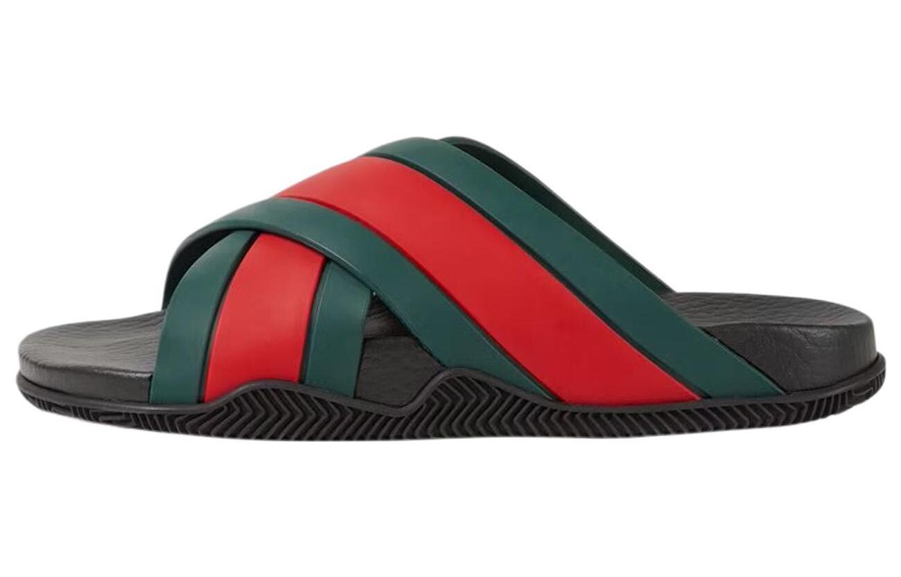 Шлепанцы женские Gucci Web Slide, черный / зеленый / красный