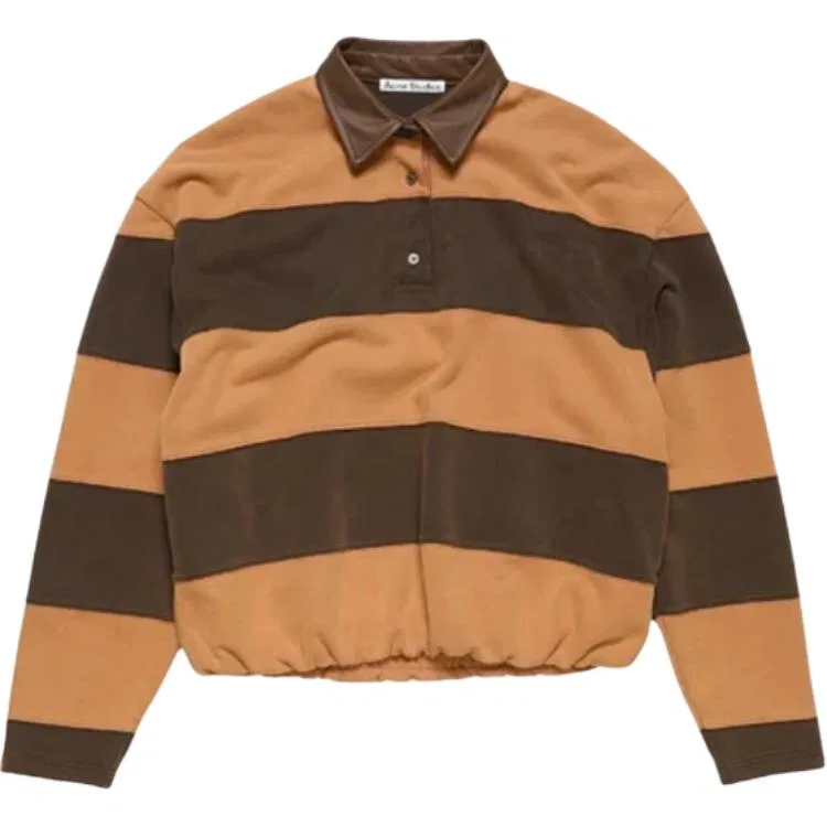 Поло мужское темно-коричневое с отложным воротником Acne Studios, Dark Brown