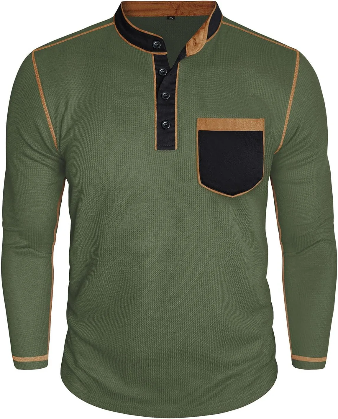 

Классическая футболка-поло Casual Henley с длинными рукавами и карманами