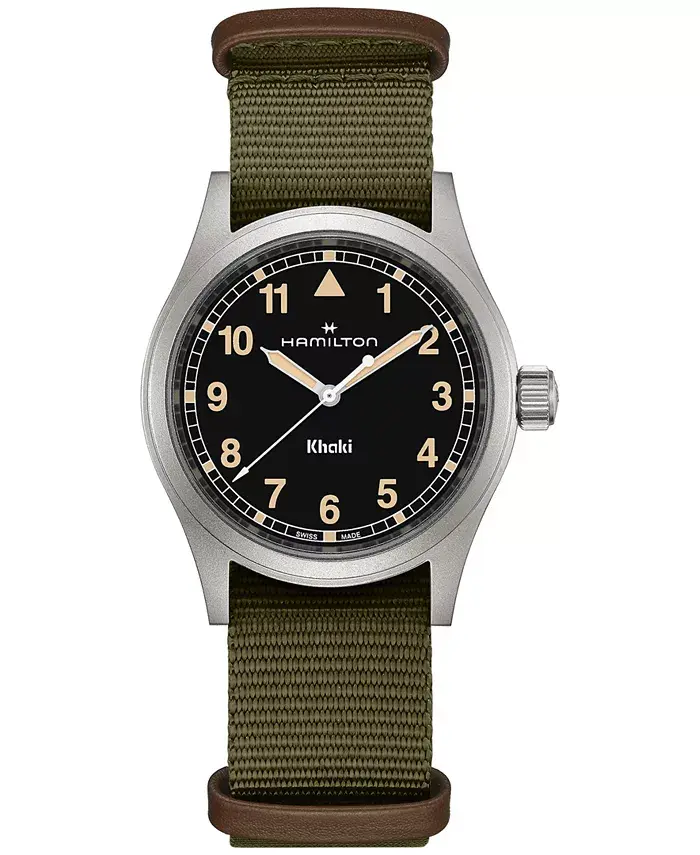 

Мужские швейцарские часы Khaki Field Green с текстильным ремешком, 38 мм Hamilton