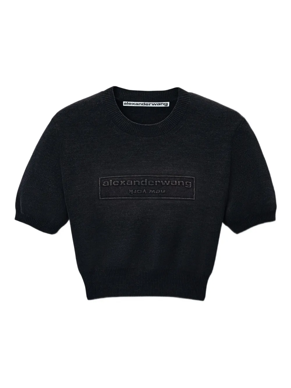 

Топ с короткими рукавами и тисненым логотипом Alexander Wang, черный