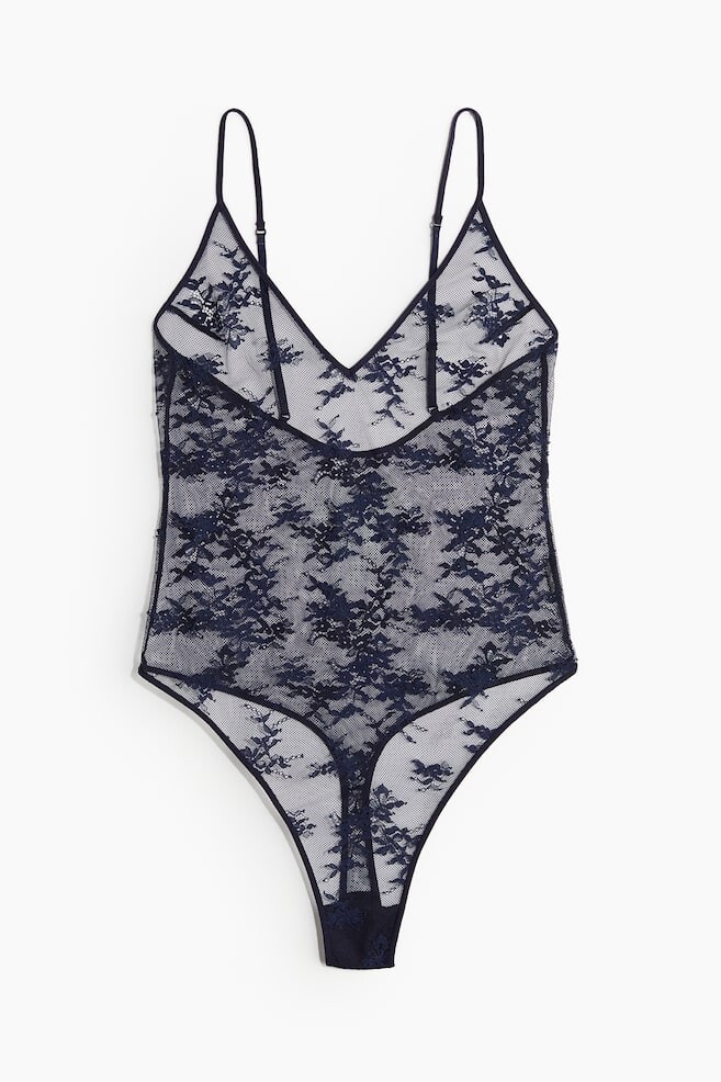 

Боди стринги из кружева H&M, синий