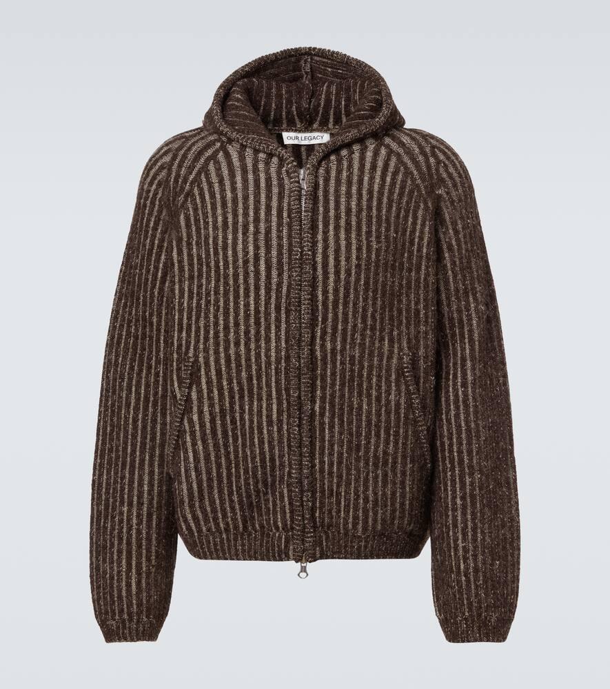 

Вязаный худи с молнией из шерсти с рубчиком Our Legacy, Vanise Brown Stripe Isels Wool