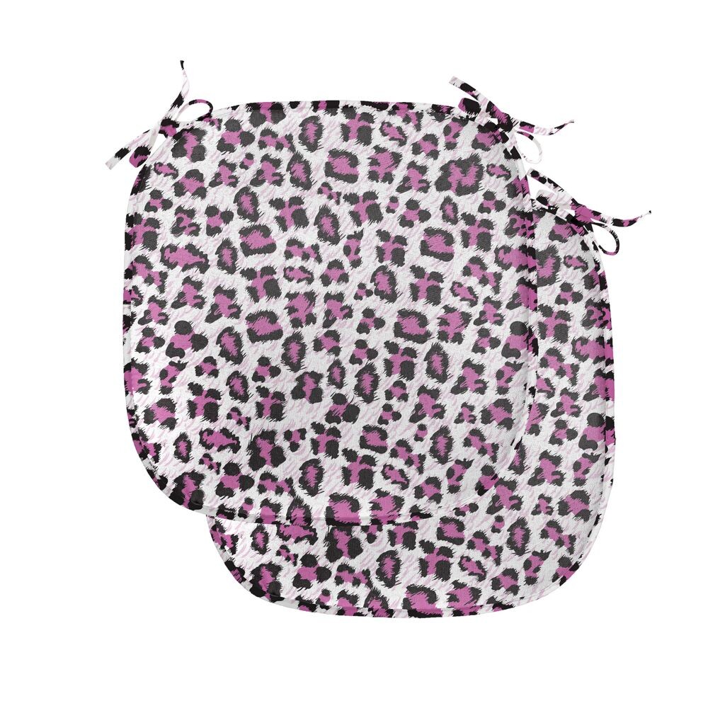

ABAKUHAUS Подушка для обеденного стула с леопардовым принтом Girly Pink Black Декоративная водонепроницаемая подушка с ремнями для кухонных сидений 40 см x 40 см Упаковка из 2 шт. Черный Белый Розовый