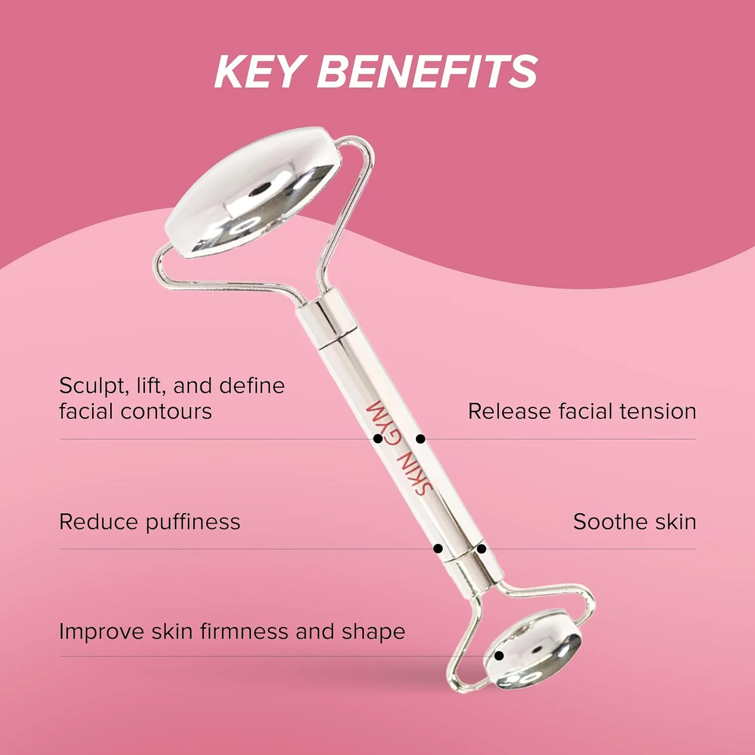 Skin Gym Face Roller для разглаживания морщин и лифтинга - антивозрастной массажер для лица, Silver — фото 3