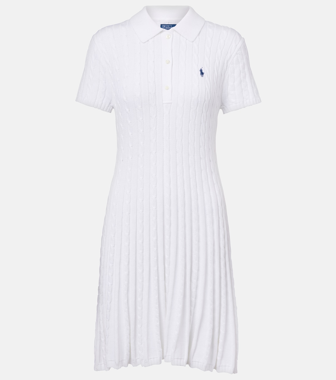 

Платье-поло из хлопковой смеси с косичным плетением Polo Ralph Lauren, белый