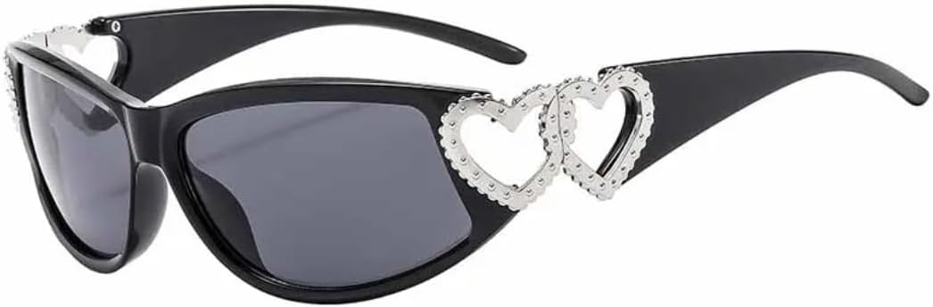 

Популярные хипстерские панк-солнцезащитные очки в форме сердца для женщин, роскошные, мужские, для путешествий, модные, с защитой от УФ-излучения UV400 TVTBBVV, Black Gray