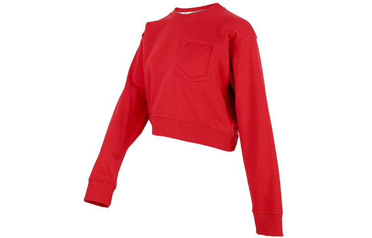 Толстовка (WMNS) FENDI SS21 Logo Printing Round-neck Swea Red — фото 3