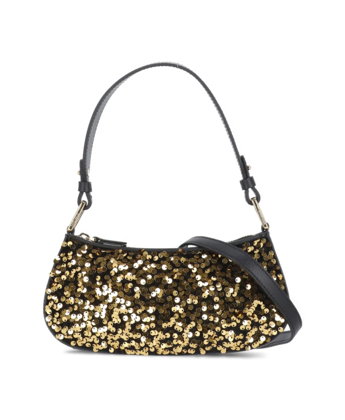 

Черная кожаная сумка с пайетками Coccinelle, черный